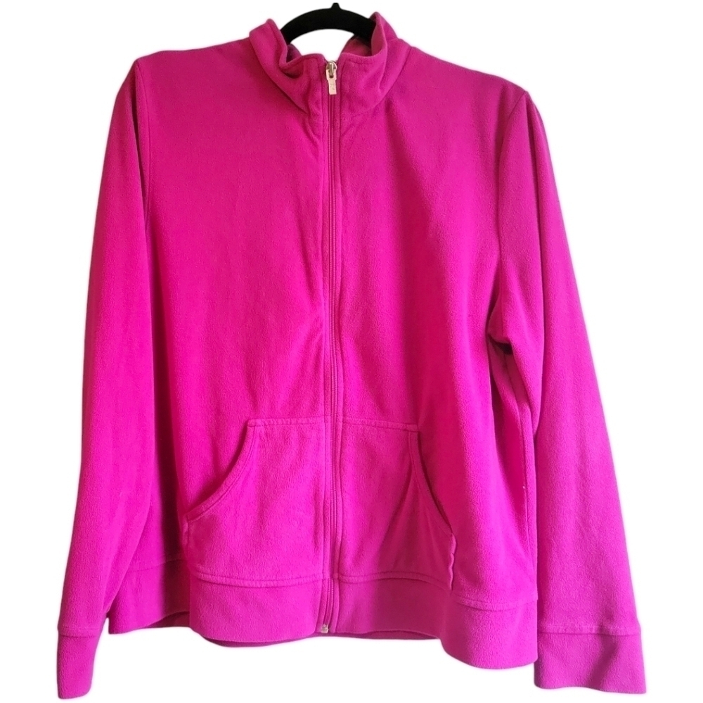Jasmine Rose Pink Polyester Zip up Fleece Sweatshirt Womens size Large